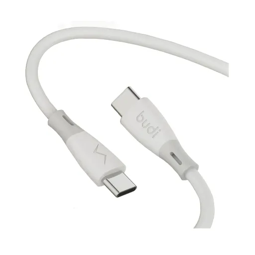 کابل شارژ سیلیکونی ‌USB-C به ‌USB-C بودی مدل Budi DC202TT12W توان 65 وات طول 1.2 متر